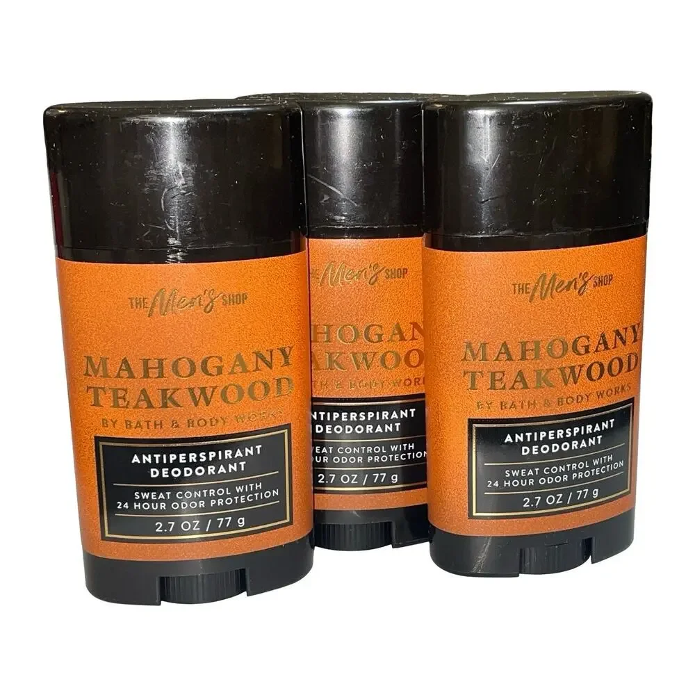 Lot of 3 Bath Body Works Mahogany Teakwood Antiperspirant Deodorant Men BBW New